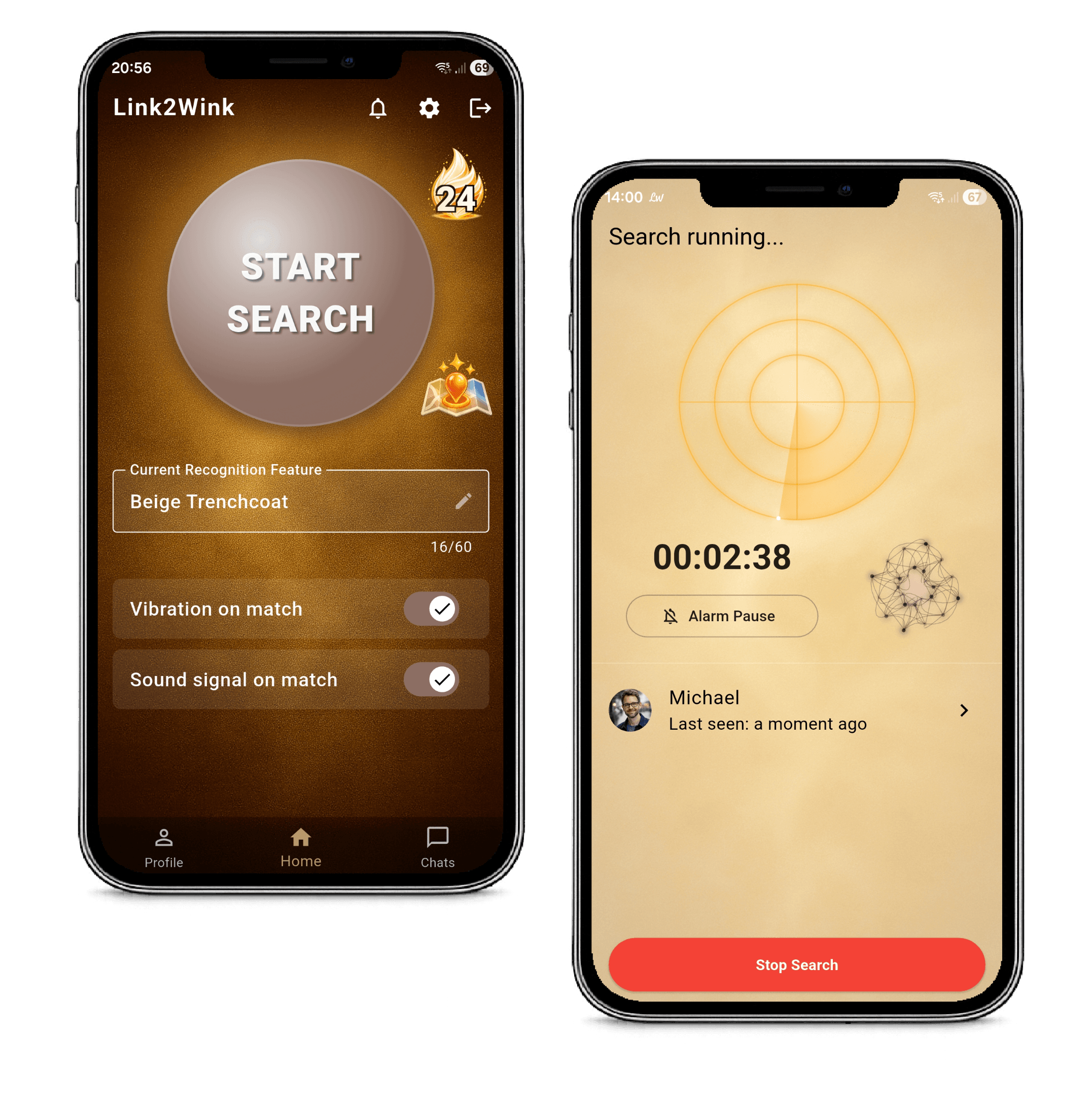 Homescreen und Searchingscreen